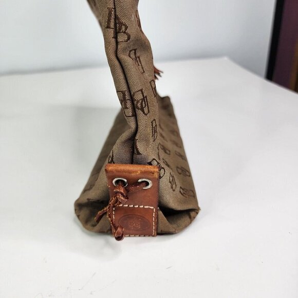 Dooney & Bourke Khaki Signature Monogram Canvas Tan Leather Tassel Tote - Picture 7 of 16